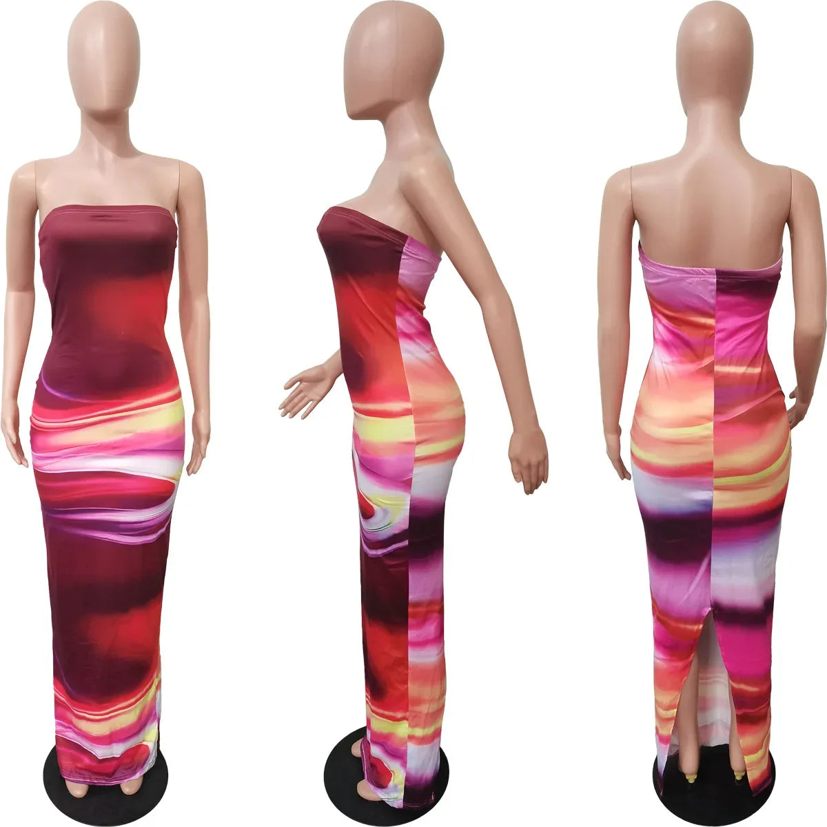 Echoine Tie-Dye Strapless Bodycon Long Dress | Sexy Summer Party & Evening Dress for Women | Dazzling Beauty Solution - Dazzling Beauty Solution