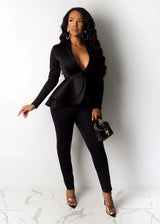 Women's Boss Blazer & Pants Suit - Professional 2-Piece Office Set