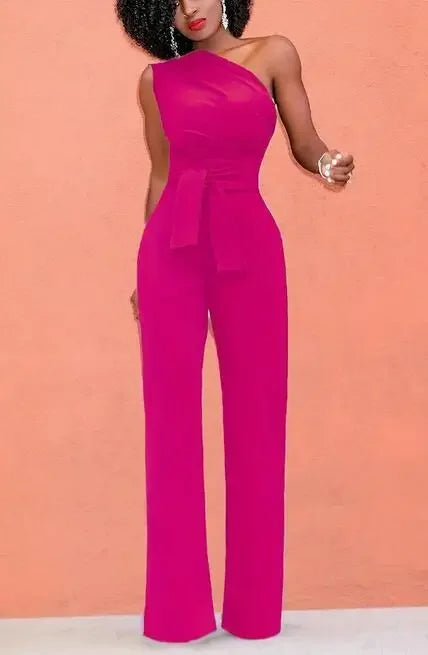 Women's 2-Piece Crop Top & Pants Set - Skew Collar Belted Outfit