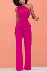 Women's 2-Piece Crop Top & Pants Set - Skew Collar Belted Outfit