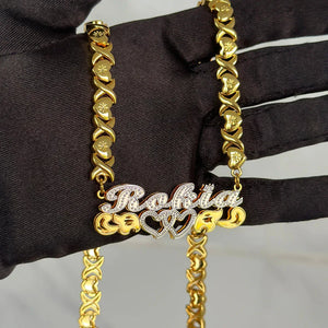 Personalized 3D Nameplate Pendant Necklace Two-Tone Stainless Steel - Dazzling Beauty Solution