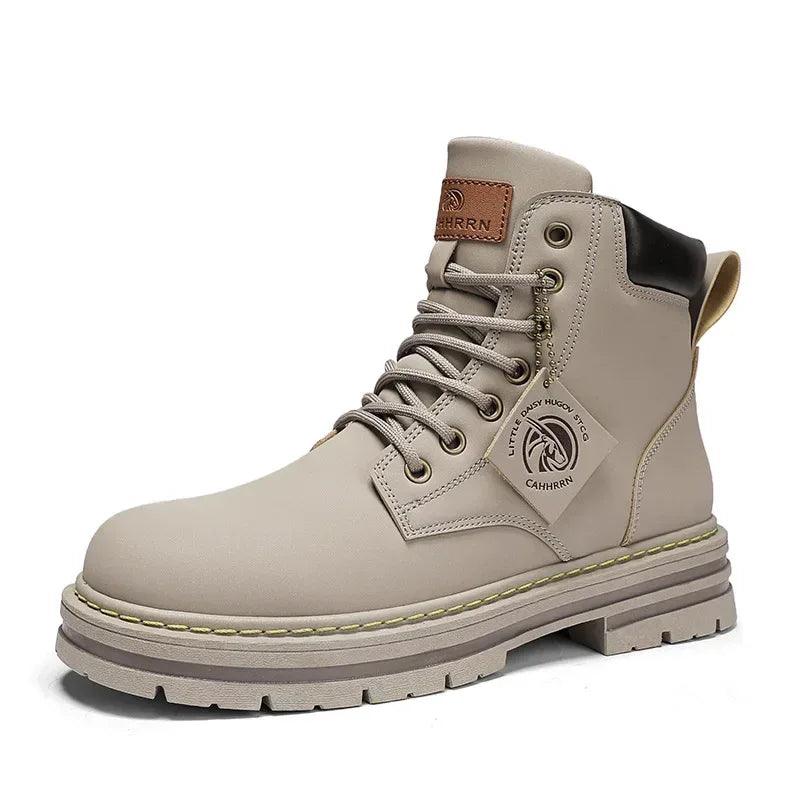 High Top Boots Men's Leather Shoes Fashion Motorcycle Ankle Boots for Men Winter Boots Man Shoes Lace-Up Botas Hombre - Dazzling Beauty Solution