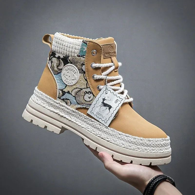 2025 Winter Hot Sale Men's Women High-top Ankle Boots British Chelsea Work Boots Fashion Motocycle Shoes Man Sneakers Size 39-48 - Dazzling Beauty Solution