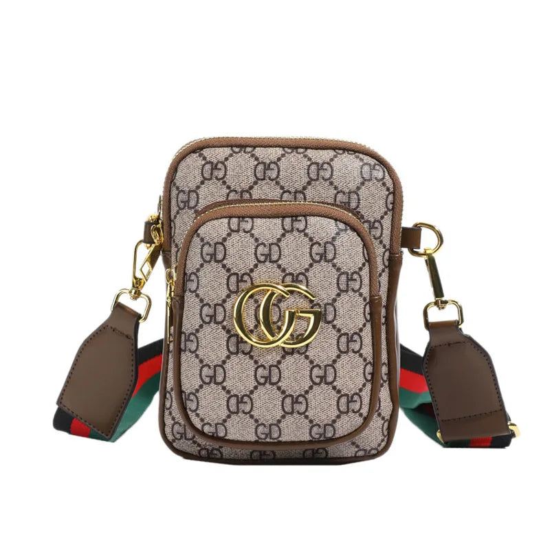 Women's Luxury Crossbody Bag - Vintage Print Multi-Pocket Purse