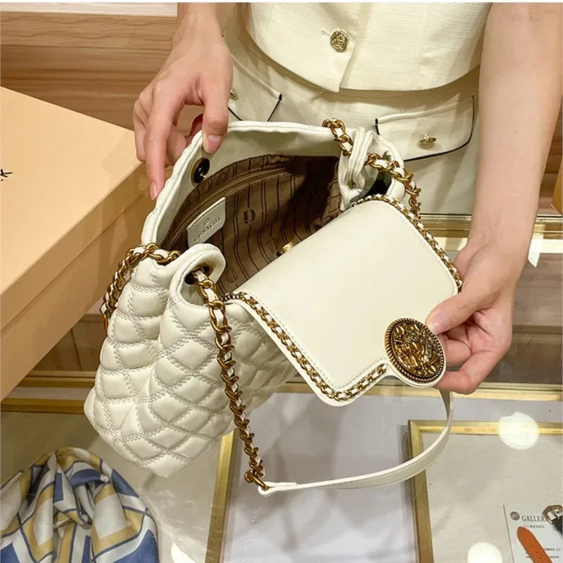 2025 Luxe Chain Shoulder Bag – Genuine Leather - Dazzling Beauty Solution