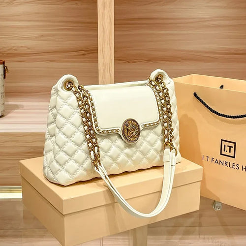 2025 Luxe Chain Shoulder Bag – Genuine Leather - Dazzling Beauty Solution