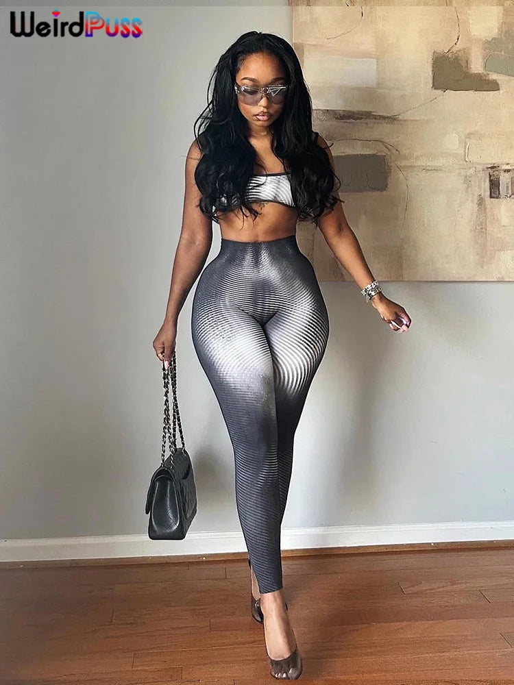 Women's Gradient 2-Piece Set - Tank Top & Leggings Outfit