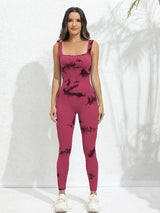 Women's Tie-Dye Yoga Jumpsuit - Ribbed Tank Top & Pants Set