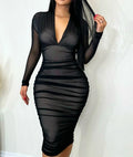2024 Glitter Bodycon Dress - Deep V Neck - Dazzling Beauty Solution