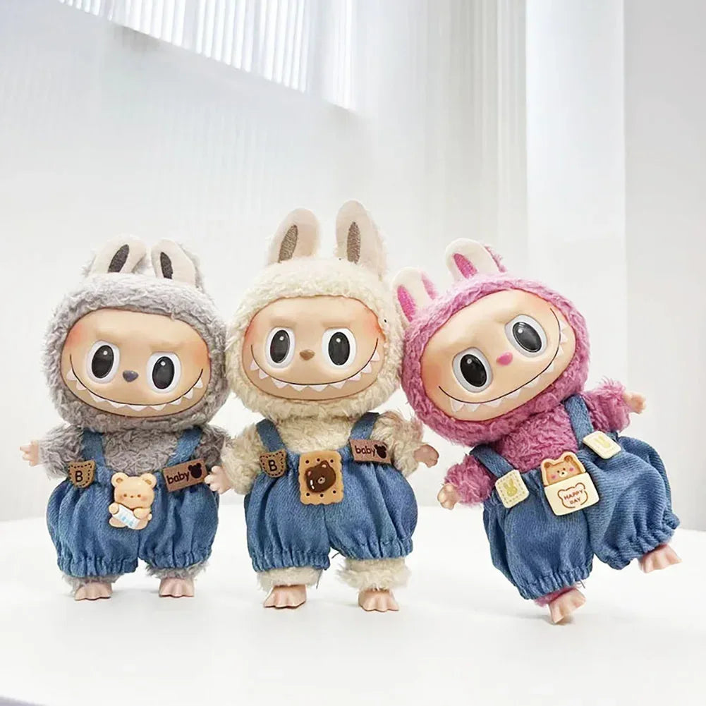 Stylish Overalls for Labubu Doll (15–17cm) – Pink, Blue, White, Brown, Black - Dazzling Beauty Solution
