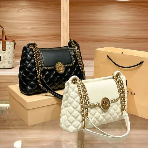 2025 Luxe Chain Shoulder Bag – Genuine Leather - Dazzling Beauty Solution