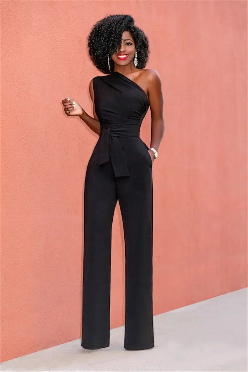 Women's 2-Piece Crop Top & Pants Set - Skew Collar Belted Outfit