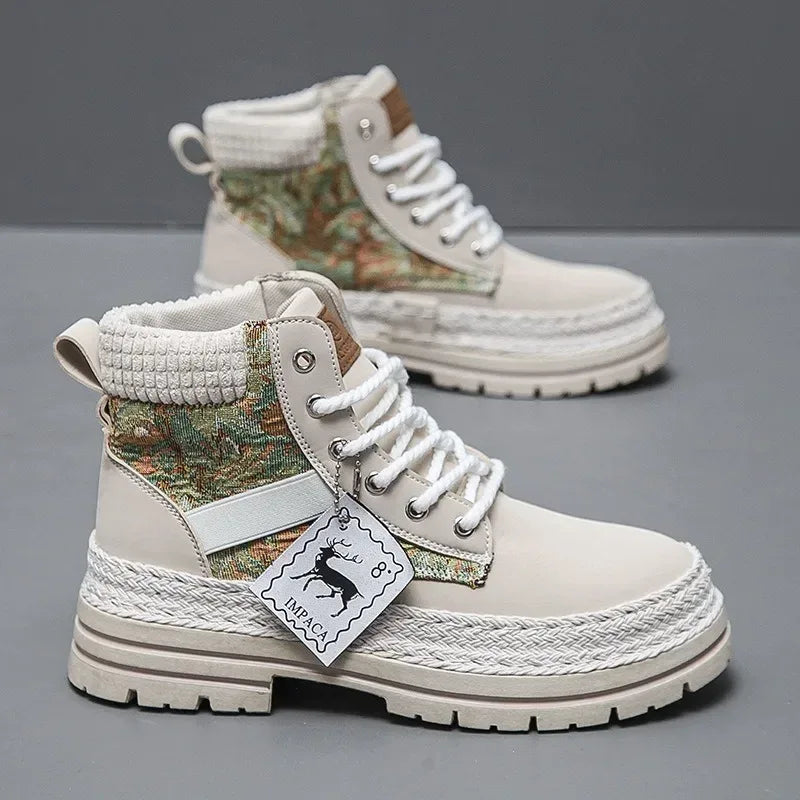 2025 Winter Hot Sale Men's Women High-top Ankle Boots British Chelsea Work Boots Fashion Motocycle Shoes Man Sneakers Size 39-48 - Dazzling Beauty Solution