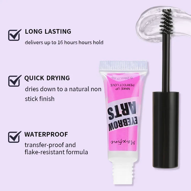 Long-Lasting Waterproof Eyebrow Gel – Clear Brow Setter with Spiral Brush - Dazzling Beauty Solution