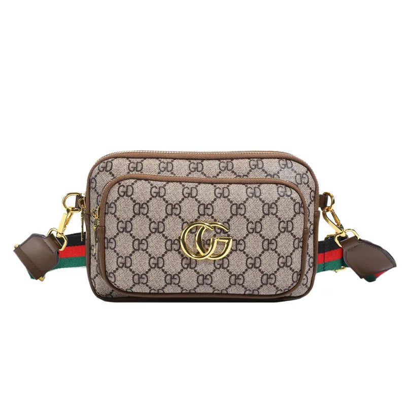 Women's Luxury Crossbody Bag - Vintage Print Multi-Pocket Purse