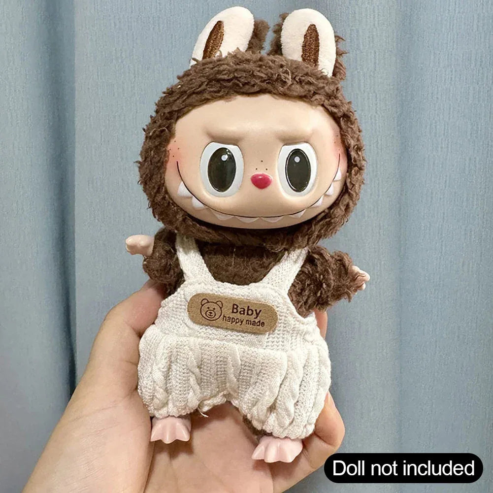 Stylish Overalls for Labubu Doll (15–17cm) – Pink, Blue, White, Brown, Black - Dazzling Beauty Solution