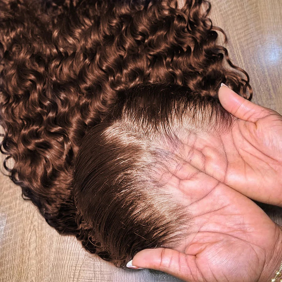 Chocolate Brown Deep Wave HD Lace Front Wig | #4 Colored Human Hair | 13x4 & 13x6 | 22"-40"