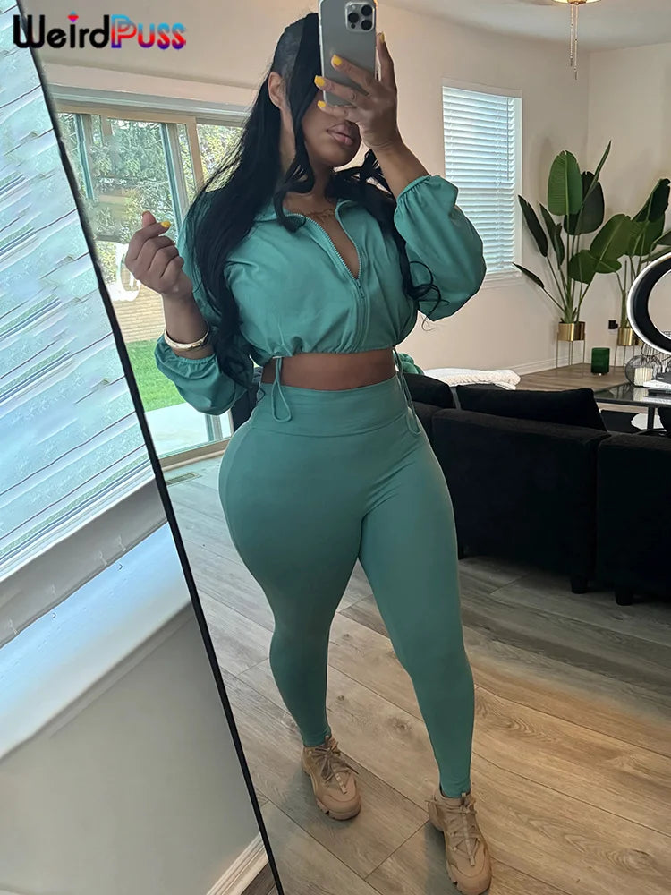 Women's 2-Piece Tracksuit - Zip Jacket & Leggings Set