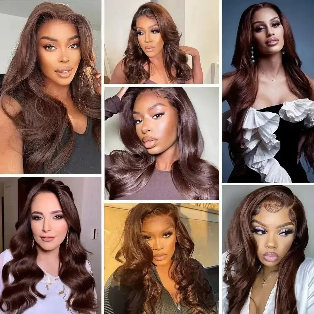 Chocolate Brown Body Wave HD Lace Front Wig – 13x6 Human Hair, 46 Inch - Dazzling Beauty Solution