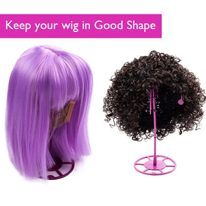 Nunify Plastic Wig Stand Portable Wig Head Stand Black Pink Wig Hang Holder Stand Durable Hair Display Tools Wig Accessories - Dazzling Beauty Solution