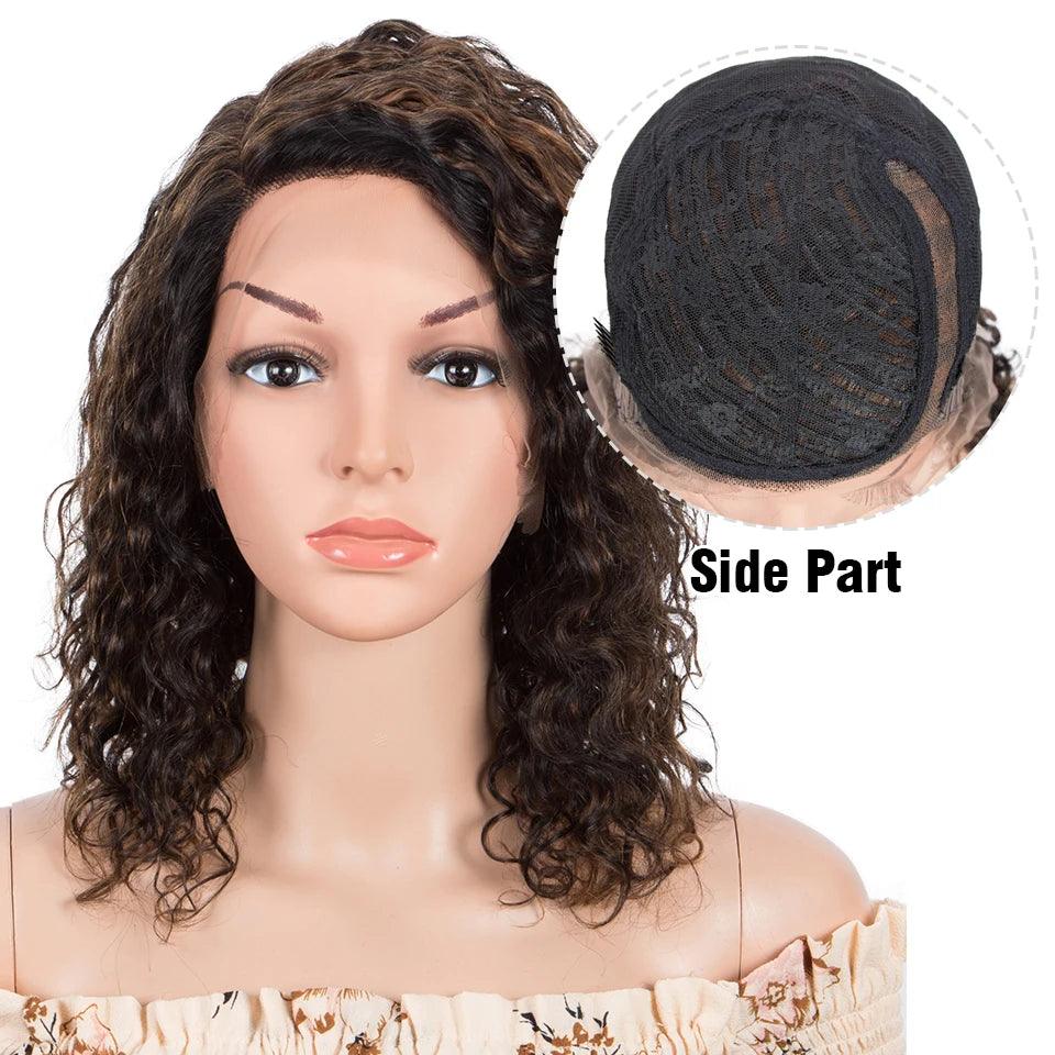 Curly T-Part Lace Front Wig – 13x4x1 Brazilian Human Hair, 180% Density (4 Colors, Middle & Side Part)