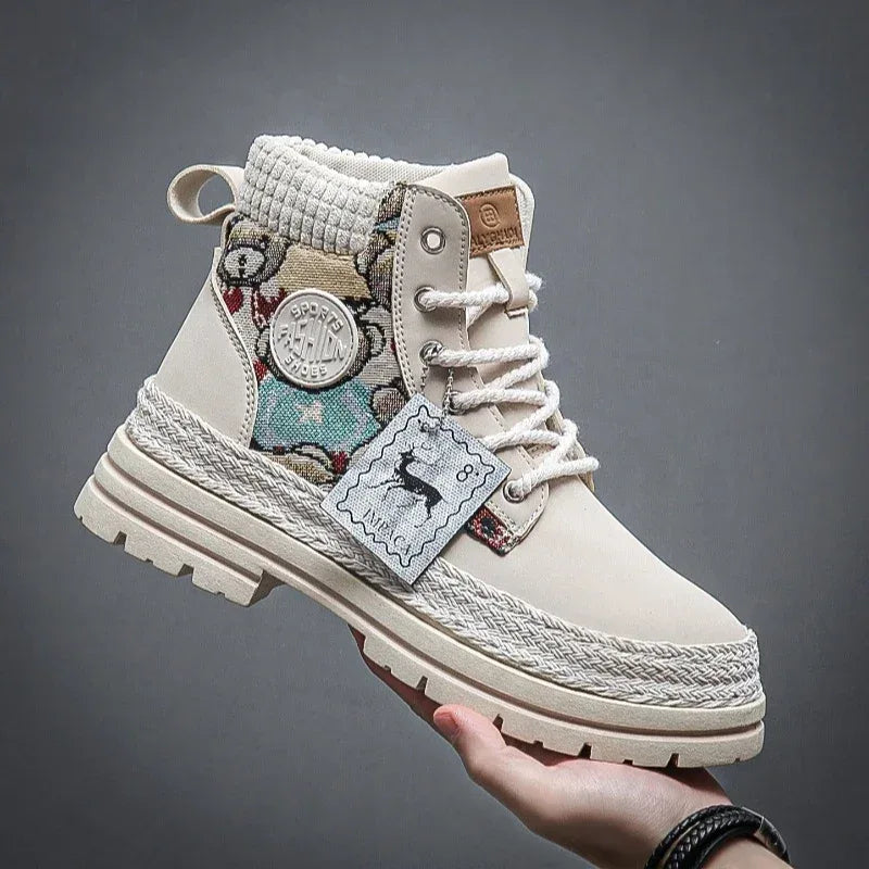 2025 Winter Hot Sale Men's Women High-top Ankle Boots British Chelsea Work Boots Fashion Motocycle Shoes Man Sneakers Size 39-48 - Dazzling Beauty Solution