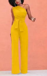 Women's 2-Piece Crop Top & Pants Set - Skew Collar Belted Outfit