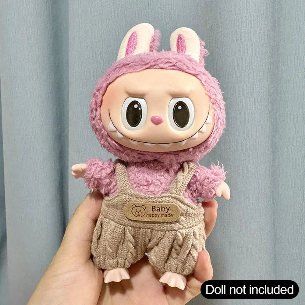 Stylish Overalls for Labubu Doll (15–17cm) – Pink, Blue, White, Brown, Black - Dazzling Beauty Solution