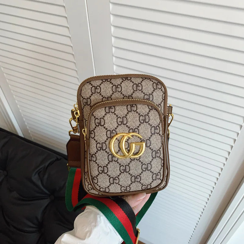 Women's Luxury Crossbody Bag - Vintage Print Multi-Pocket Purse