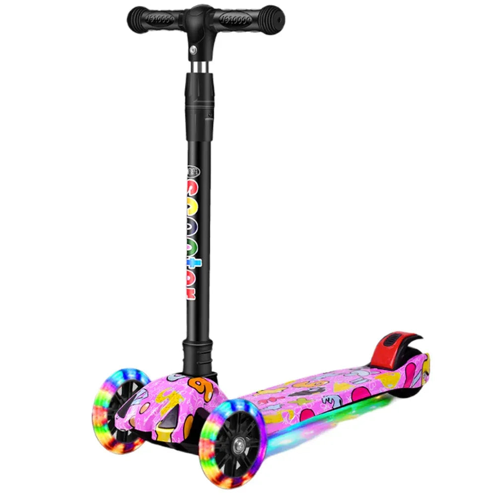 Foldable 3-Wheel Glitter Kick Scooter for Kids (Ages 2–10) - Dazzling Beauty Solution