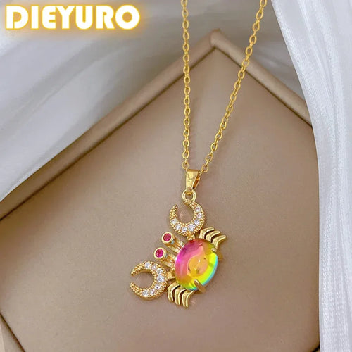 316L Stainless Steel Colorful Crab Pendant Necklace - Dazzling Beauty Solution