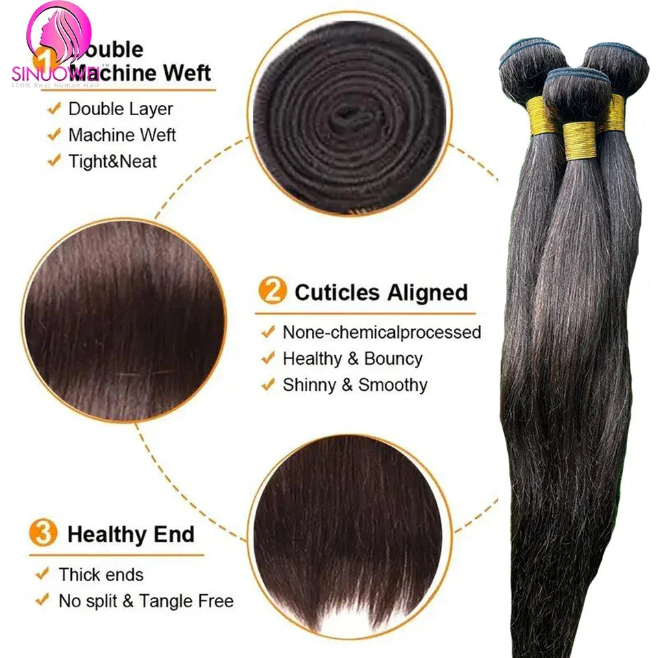#2 Darkest Brown Peruvian Human Hair Bundles | 32–34 Inch Brazilian Weave Extensions | 1/3/4 PCS | Dazzling Beauty Solution - Dazzling Beauty Solution