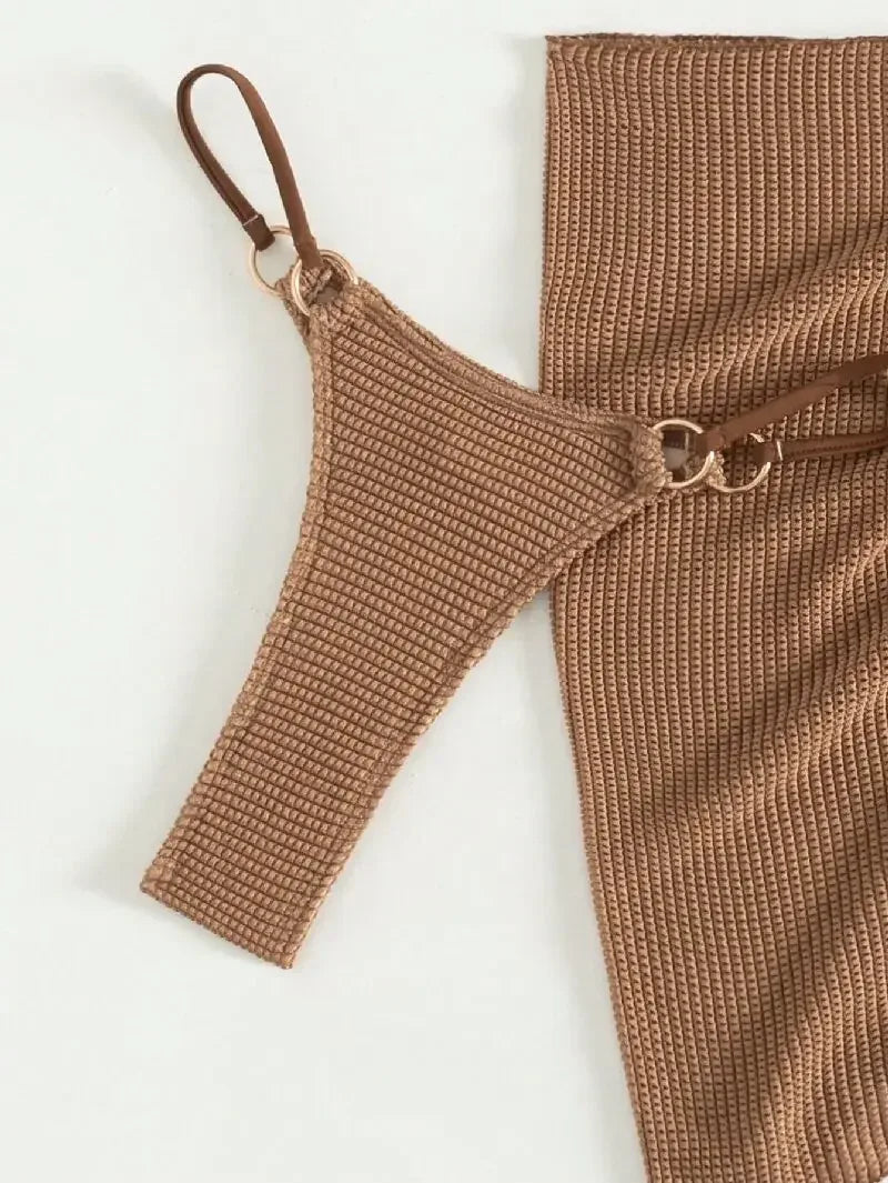 2024 Sexy Brown 3-Piece Bikini Set - Dazzling Beauty Solution