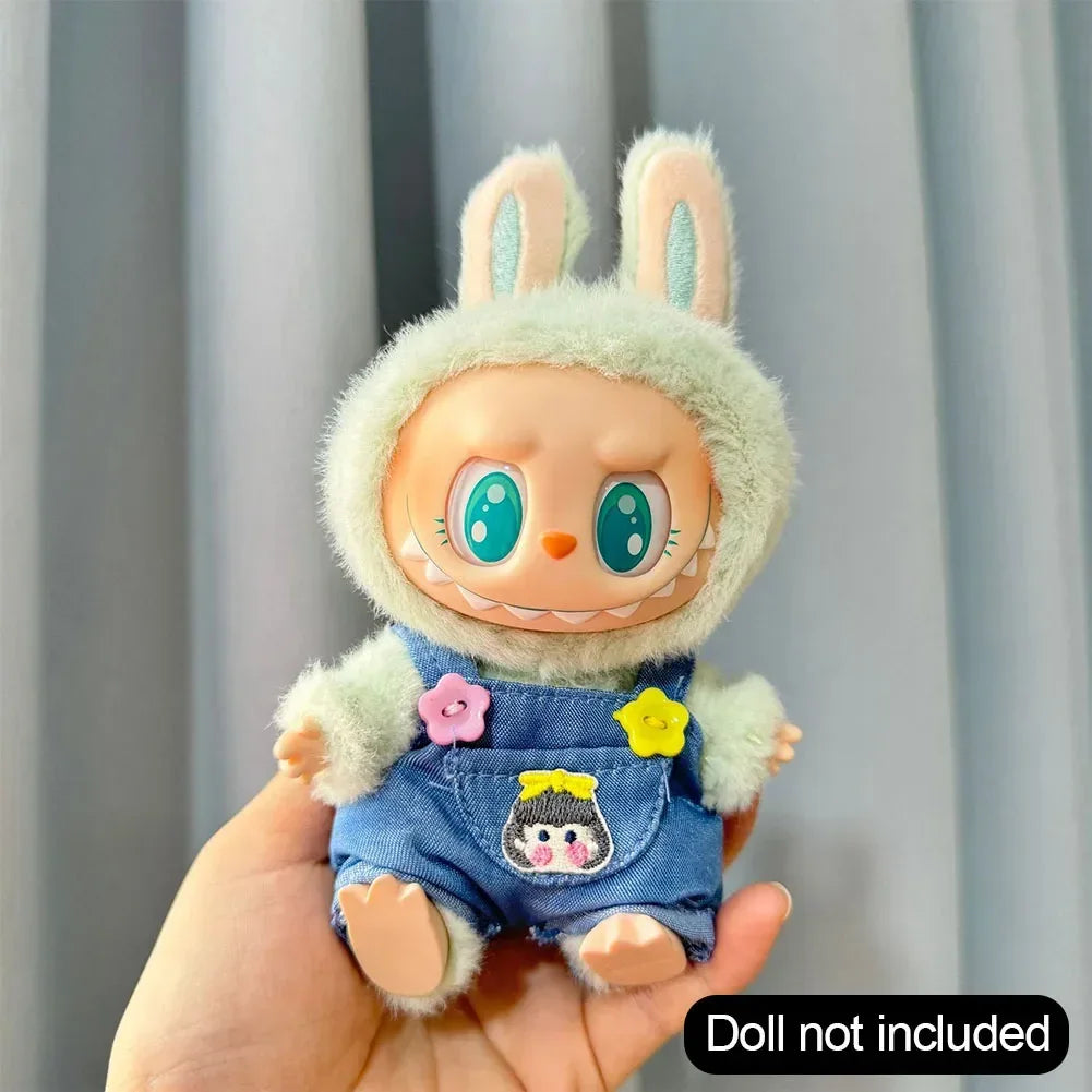 Stylish Overalls for Labubu Doll (15–17cm) – Pink, Blue, White, Brown, Black - Dazzling Beauty Solution