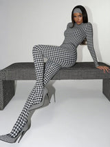 Women's Snake Print Bodycon Jumpsuit - Sexy Zip-Front Catsuit