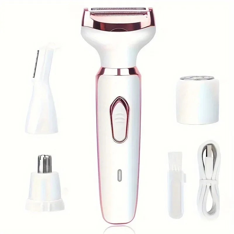 4-in-1 Electric Hair Removal Kit for Women – Bikini, Eyebrow, Nose & Facial Trimmer Set - Dazzling Beauty Solution