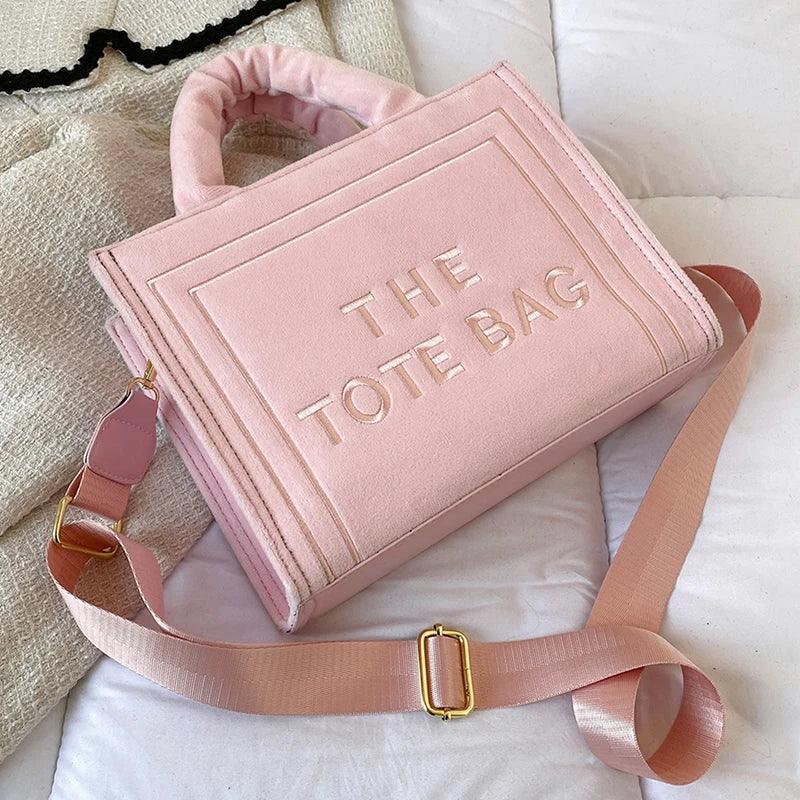 Velour Letter Tote – Soft Square Shoulder Bag (Real Deal) - Dazzling Beauty Solution