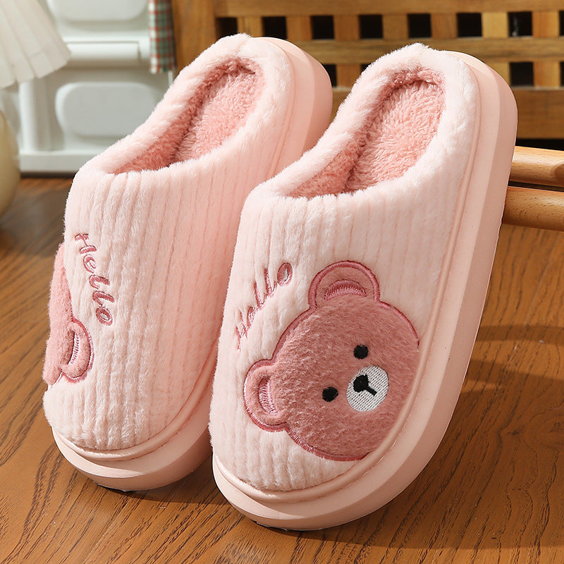 EVA Thick-soled Cotton Slippers Cartoon Bear Plush Cotton Slippers - Dazzling Beauty Solution