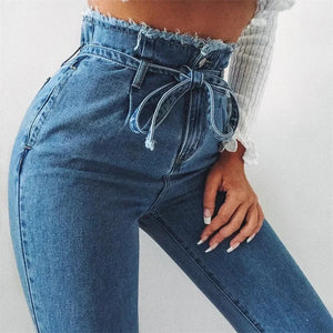 High-Waisted Washed Denim Pencil Pants – Plus Size Slim Fit Jeans for Women - Dazzling Beauty Solution