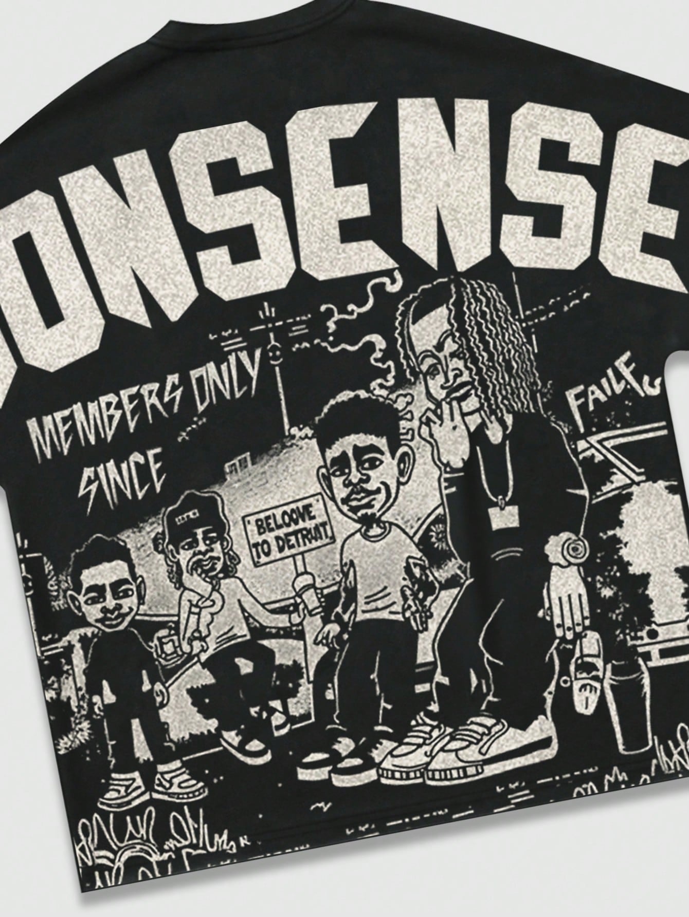 ROMWE MEN Street Life 1Pc Men'S Street Figure Batwing Short Sleeve Crew Neck Casual T-Shirt