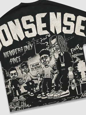 ROMWE MEN Street Life 1Pc Men'S Street Figure Batwing Short Sleeve Crew Neck Casual T-Shirt