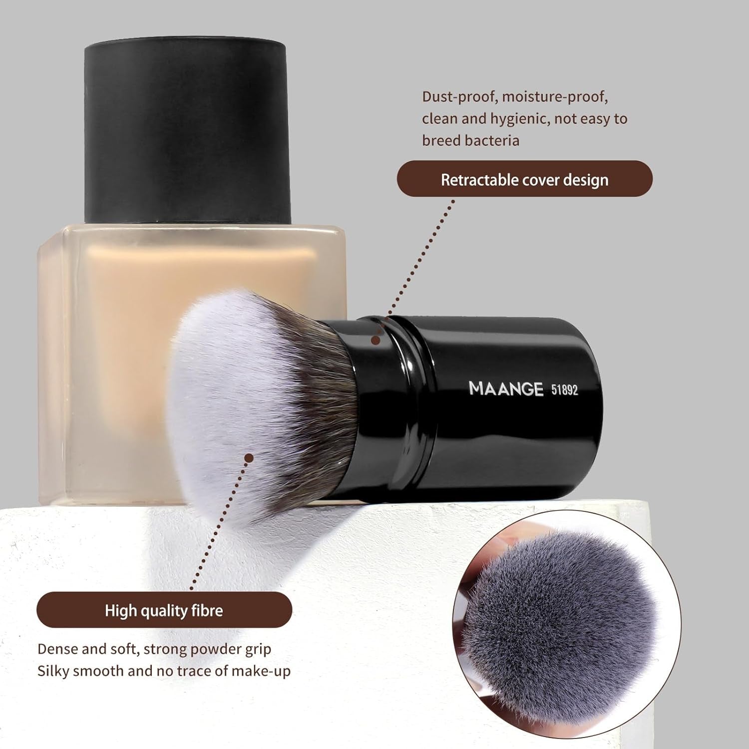 20 PCS Foundation Makeup Brush Set, Double-Ended Kabuki Contour Brush for Liquid Powder Concealer Blending Blush Face Makeup Tools (Black)