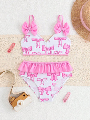 Young Girl Spaghetti Strap Tank Top & Triangle Swim Bottoms, Fashion Summer Swimsuit Set