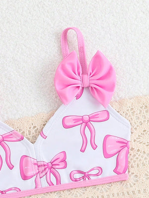 Young Girl Spaghetti Strap Tank Top & Triangle Swim Bottoms, Fashion Summer Swimsuit Set