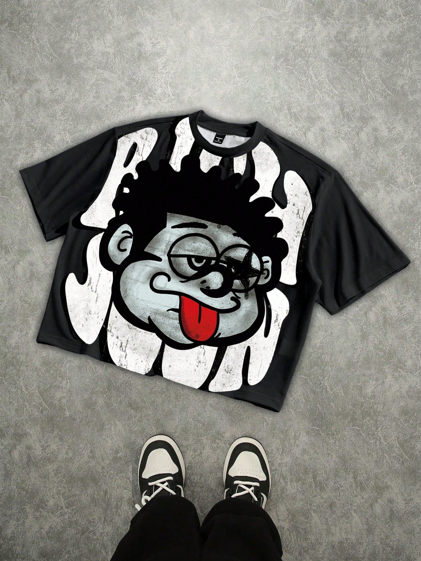 Manfinity ZONE917 plus Size plus Size Vintage Funny Graphic Print Cropped T-Shirt for Men