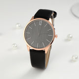 Elegant Women’s Quartz Watch – Minimalist Round Dial, Faux Leather Strap - Dazzling Beauty Solution