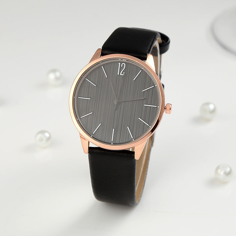 Elegant Women’s Quartz Watch – Minimalist Round Dial, Faux Leather Strap - Dazzling Beauty Solution
