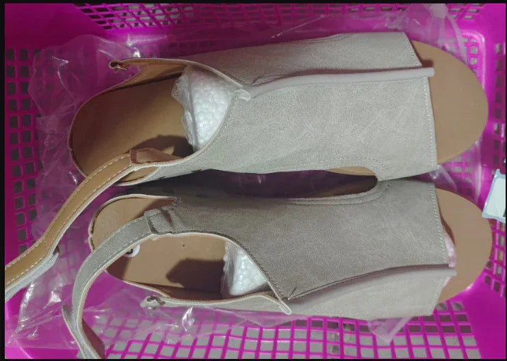 Women's Wedge Peep Toe Platform Rivet Sandals - Dazzling Beauty Solution