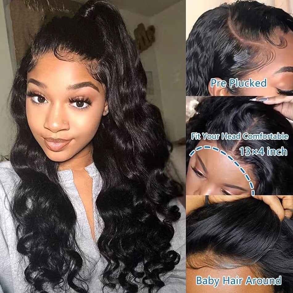 Long Curly Human Hair Wig with Side Bangs | Natural Look 100% Real Hair