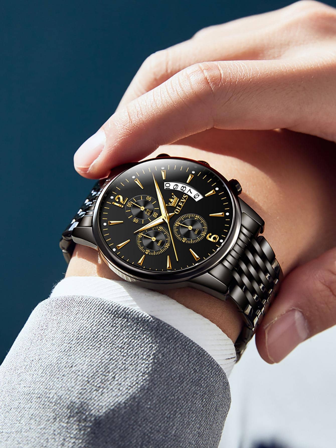 OLEVS. OLEVS Mens Watch Analog Quartz Movement Business Stainless Steel Waterproof Luminous Chronograph Day Date Luxury Dress Business Big Face Rome Number Diamond Dial Male Wrist Watches 2867